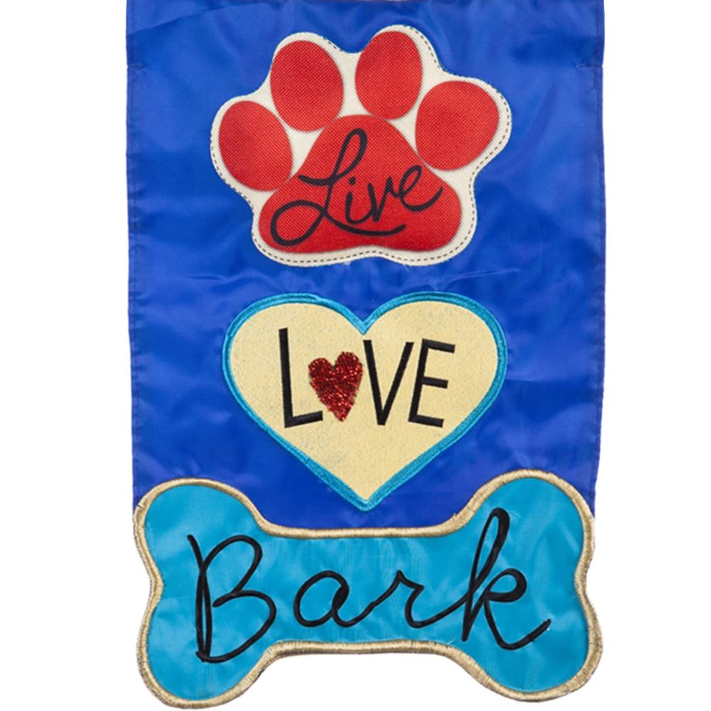 Live Love Bark Garden Applique Flag #168898
