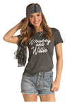 Rock N Roll Cowgirl Whiskey and Willie Tee #49T4487