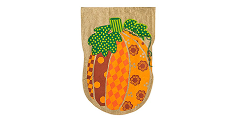 Evergreen Burlap Pumpkin House Flag #13B3055