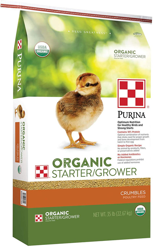 Purina Organic Starter-Grower Layer Laying Chicken Feed, 35 lbs., #3003484-324