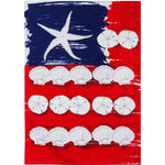 Evergreen Linen House Flag - Patriotic Seashells #13L8508