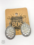 EARRINGS SMALL OVAL WITH RHINESTONES  #806-E006-SCL