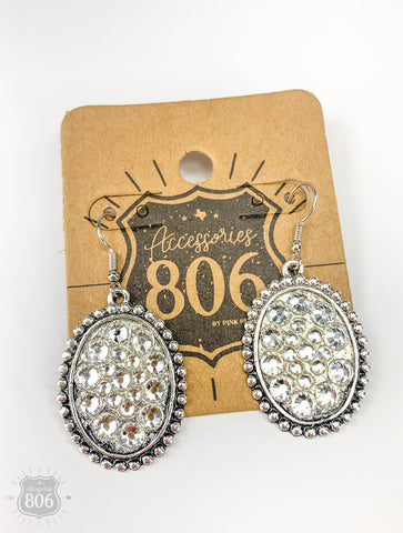 EARRINGS SMALL OVAL WITH RHINESTONES  #806-E006-SCL