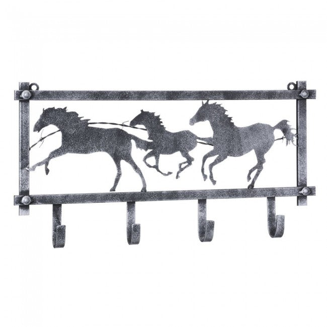 Horses and Barbwire Wall Rack in Hammered Finish #87-93145