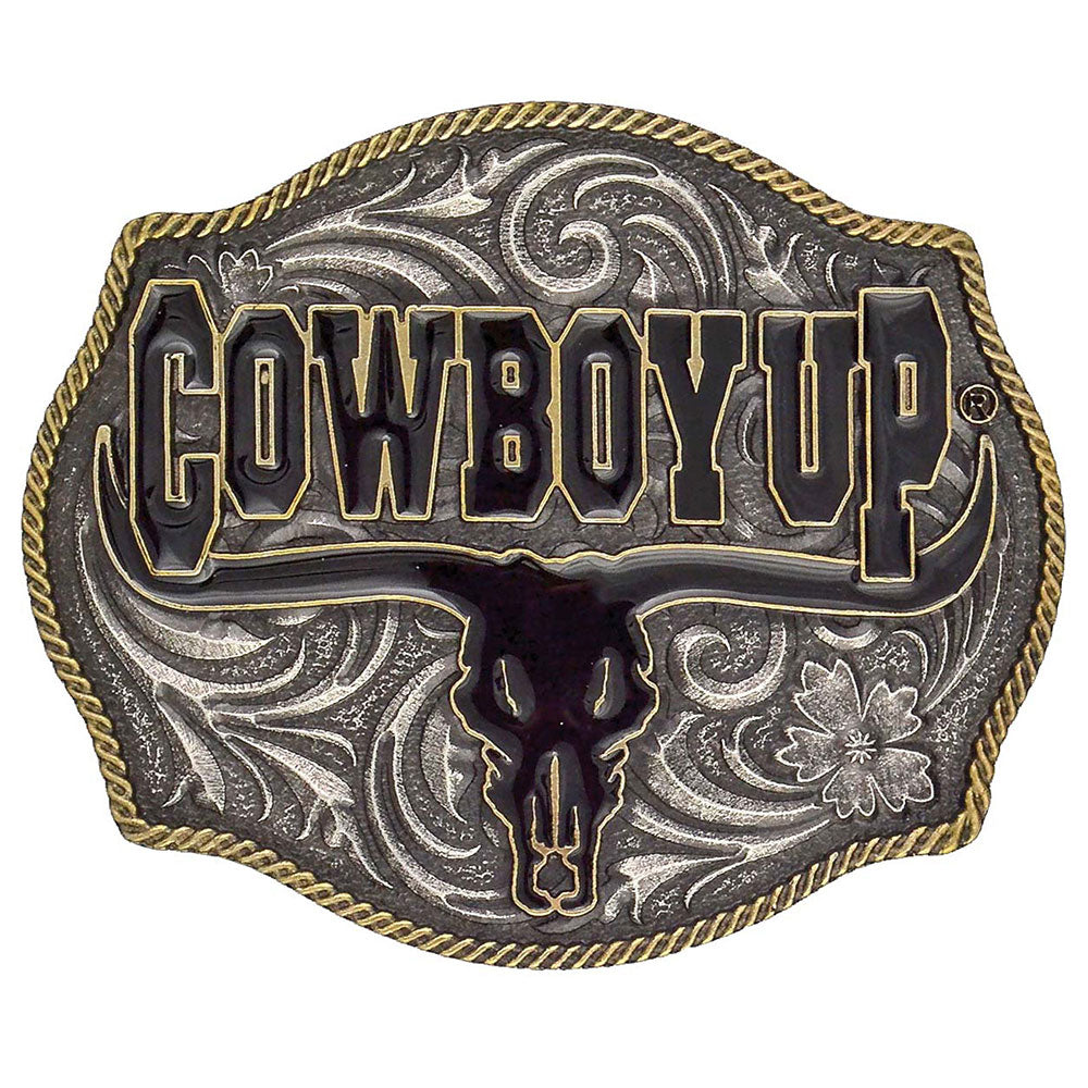 Cowboy Up Says the Bull Two-Tone Attitude Buckle #A354