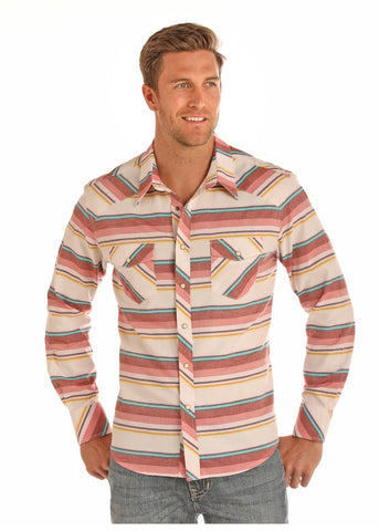Rock and Roll Cowboy Stripe Print Shirt #B2S1147