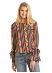 Rock N Roll Cowgirl Aztec Flare Shirt #B4-3647