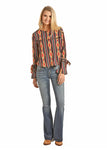 Rock N Roll Cowgirl Aztec Flare Shirt #B4-3647