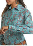 Rock N Roll Cowgirl Long Sleeve Snap Shirt #B4S6566