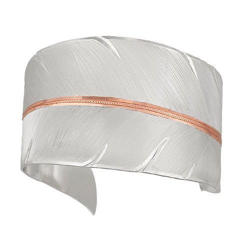 Two Tone Copper To Fly with Strength and Grace Feather Cuff Bracelet #BC2319SC