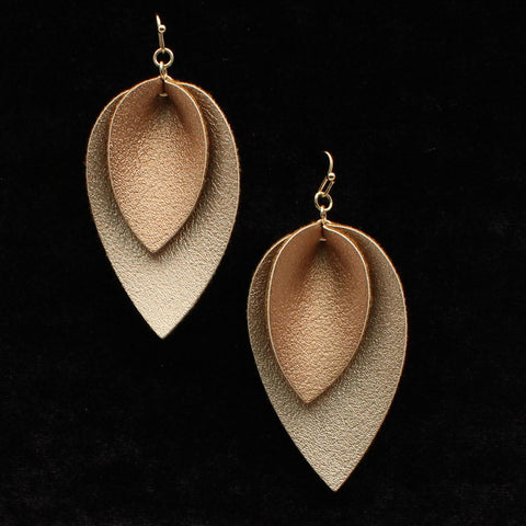 Earrings Leather Double Leaf #30977