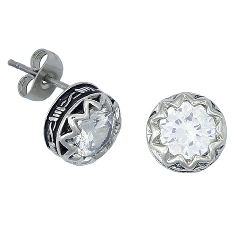 Crystal Barbed Wire Stud Earrings #ER1307CZ