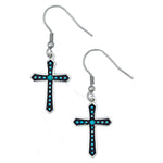 Turquoise Dotted Silver Cross Earrings #ER1340
