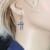 Turquoise Dotted Silver Cross Earrings #ER1340