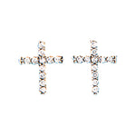 Quiet Faith, Tiny Crystal Cross Earrings #ER1510