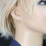 Quiet Faith, Tiny Crystal Cross Earrings #ER1510