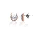 KELLY HERD ROSE GOLD PLATED HORSESHOE STUD EARRINGS - STERLING SILVER #HR004ER