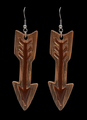 LTHR PAINTED ARROW BRN EARRING #DE0521BR