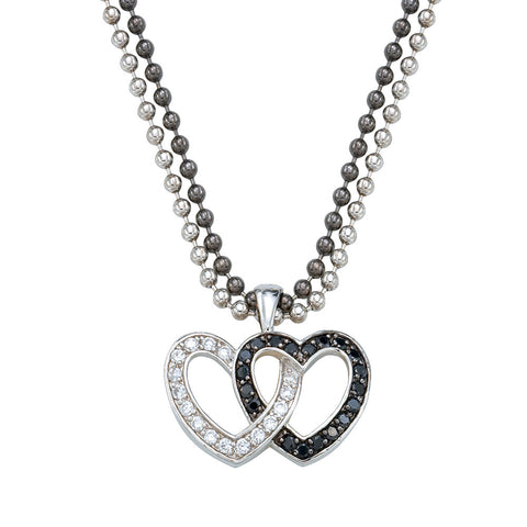 Montana Silversmith's Crystal and Black Double Heart Pendant Necklace #NC61505BK