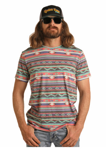 Dale Brisby Multi Colored Aztec Print Graphic Tee #P9-6504