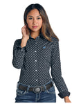Rock & Roll Cowgirl Black Diamond Print Shirt  #R4B4036