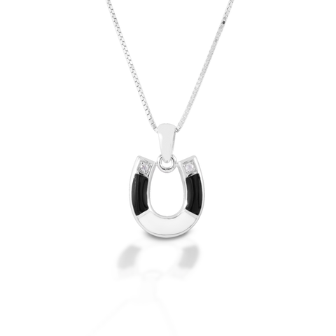 KELLY HERD BLACK & WHITE HORSESHOE NECKLACE - STERLING SILVER #SRP2204
