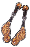 Rafter T Ladies Spur Strap with Floral & Sunflower Tooling #SS639