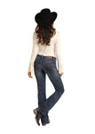 Rock & Roll Cowgirl Mid Rise Riding Boot Cut Jean #W7-3438