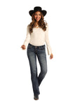 Rock & Roll Cowgirl Mid Rise Riding Boot Cut Jean #W7-3438