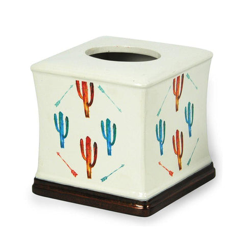 CACTUS TISSUE BOX, TURQUOISE & CORAL #TB1756