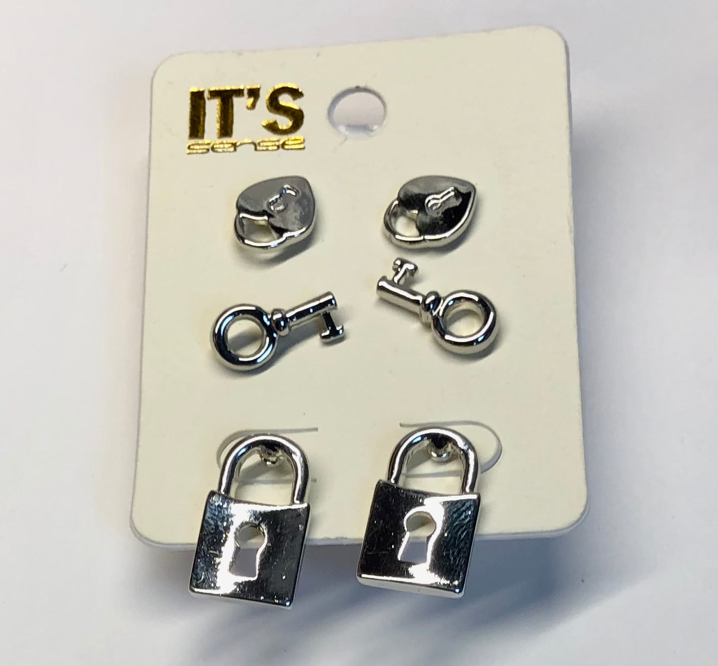 Earrings 3 Pack Lock and Keys #E6953-RD