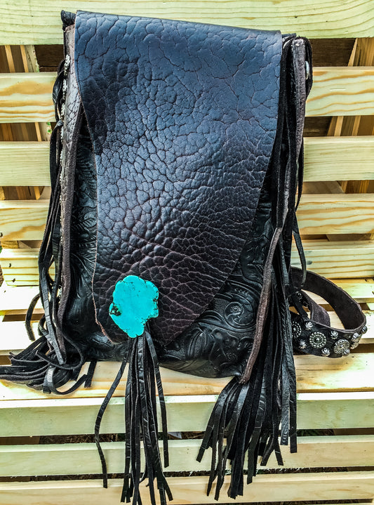 Leather Messenger Fringe Bag