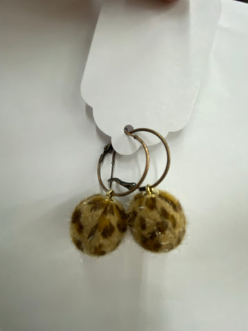 Leopard Fuzzy Ball Earrings #ERLP