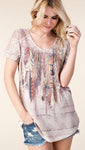 Short Sleeve Feather Top #14343S