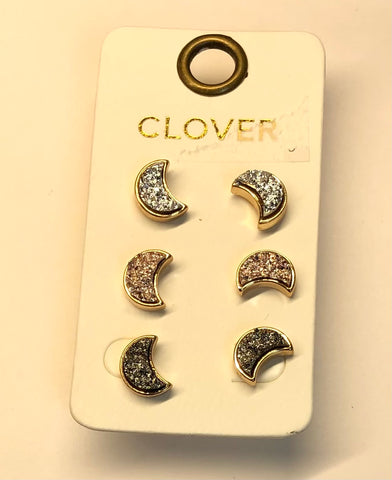 Earrings 3 Pack Moons  #7-3676GD