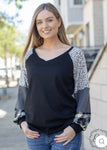 LEADER OF THE PACK WAFFLE RAGLAN TOP #7179B