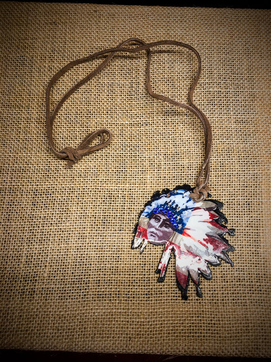 Indian Head Leather strap necklace