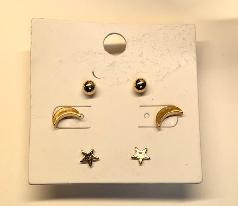 Earrings Gold Tone 3 Pack #PME1028