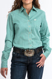 Cinch Ladies Turq and Cream Rodeo Shirt #MSW9164085