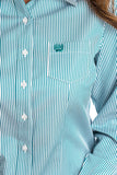 Cinch Ladies Teal Pin Stripe Rodeo Shirt #MSW9164088