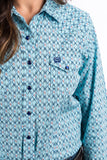 Cinch Ladies Blue Geometric Print Rodeo Shirt #MSW9200029