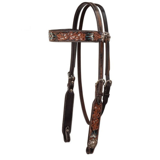 Circle Y DISTRESSED BEADED BROWBAND HEADSTALL #X0116-2001